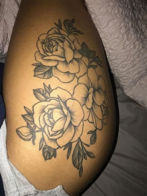 rose hip bum and thigh tattoos|Beautiful Rose Tattoo Ideas for Thigh and Hip